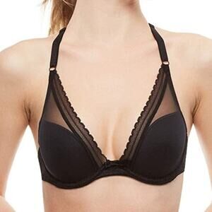 32C Racerback Push Up Bra Black Sheer Adjustable NWT Passionata Women's SIze